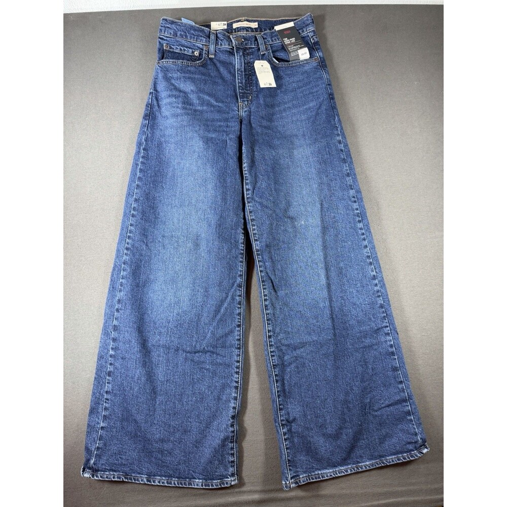 Levis 728 High Rise Wide Leg Jeans Womens Size 30x32 Denim Blue Cotton Baggy NEW
